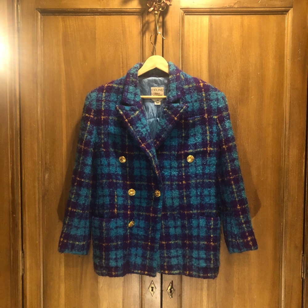 1980s VINTAGE Celine Plaid Blazer
